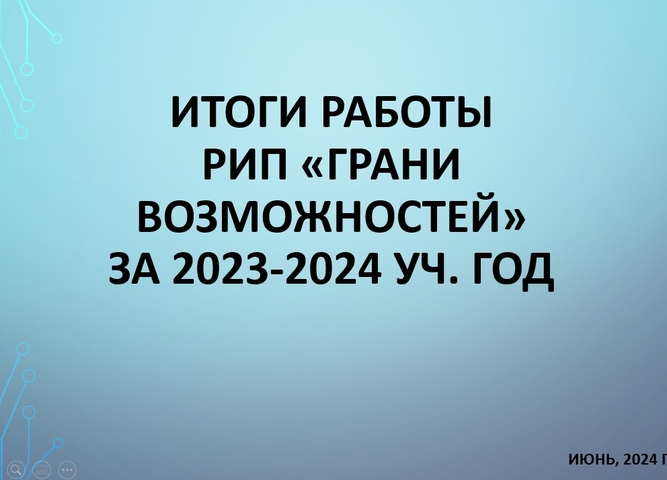 ИТОГИ РАБОТЫ РИП «ГРАНИ ВОЗМОЖНОСТЕЙ» за 2023-2024 уч. год